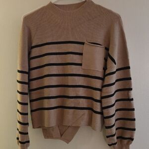 Striped Tan and Black Men's Sweater